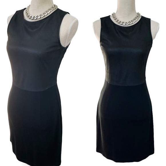 Theory Tirionne Leather Combo Mini Dress - Picture 1 of 8